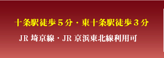 十条駅徒歩５分・東十条駅徒歩３分 JR埼京線・JR京浜東北線利用可